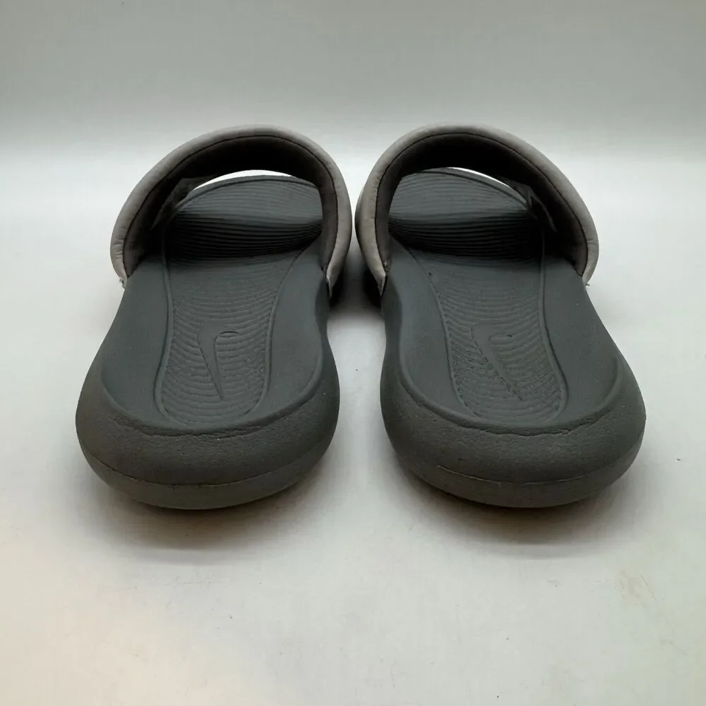 Nike Victori One Slide Sandals Men's 7 Gray Neon Green Slip-On Sport CN9675-011